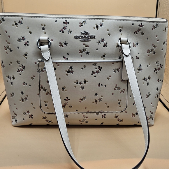Coach Handbags - Coach StationWhite Leather Tote with Floral and Stud Accents, NWT
